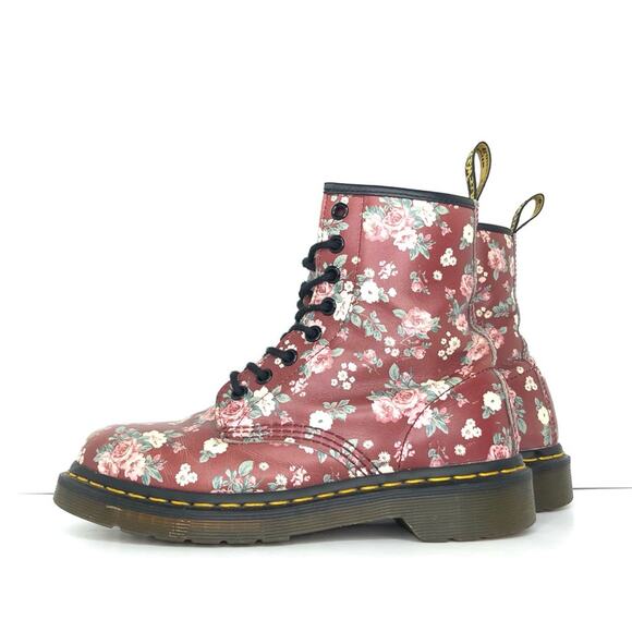 Dr Martens Vintage Rose Burgundy Lace Up Ankle Boots Women’s 6 Shoes - Picture 4 of 13